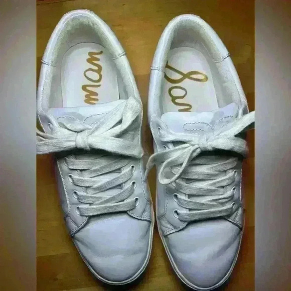 Sam Edelman Ethyl Sneakers, White Leather, Lace-up Tennis Shoes, Women's Size 8 - Picture 3 of 13